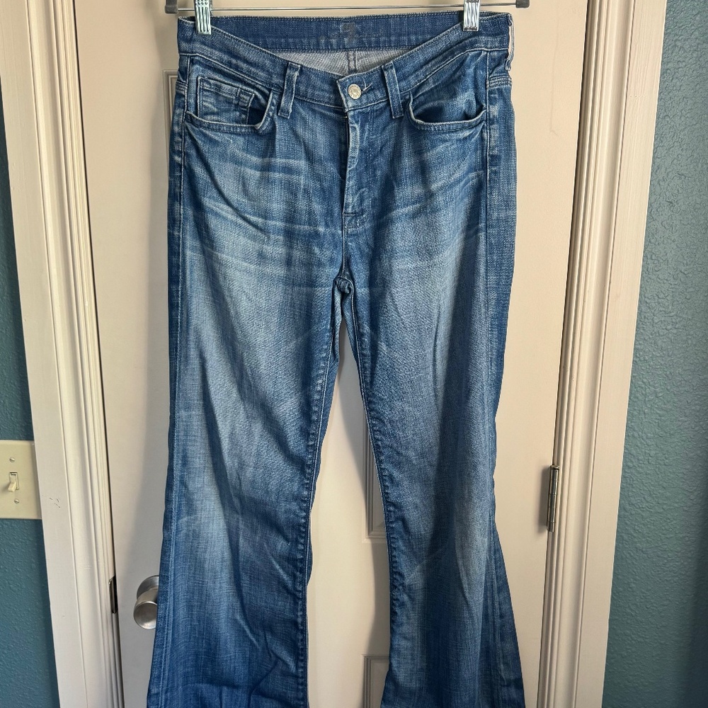 7 for All Mankind Ginger Wide Leg Jeans 29 Designer Denim